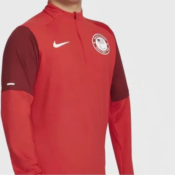 Nike Red and Maroon Quarter-Zip Pullover - Picture 1 of 5